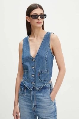 Zdjęcie produktu Levi's kamizelka jeansowa damska kolor granatowy jednorzędowa A8749