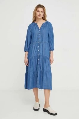 Zdjęcie produktu Levi's sukienka bawełniana kolor niebieski midi rozkloszowana