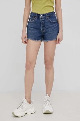 Zdjęcie produktu Levi's szorty jeansowe damskie kolor granatowy gładkie high waist