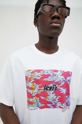 Zdjęcie produktu Levi's t-shirt bawełniany kolor biały z nadrukiem