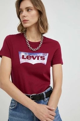 Zdjęcie produktu Levi's t-shirt bawełniany kolor bordowy