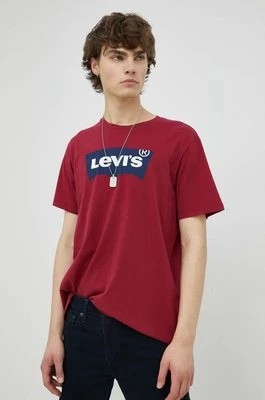 Zdjęcie produktu Levi's t-shirt bawełniany kolor bordowy z nadrukiem