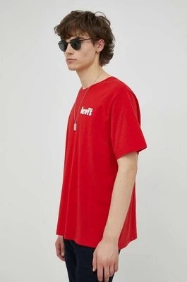 Zdjęcie produktu Levi's t-shirt bawełniany kolor czerwony z nadrukiem
