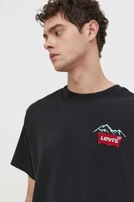 Zdjęcie produktu Levi's t-shirt bawełniany męski kolor czarny z aplikacją