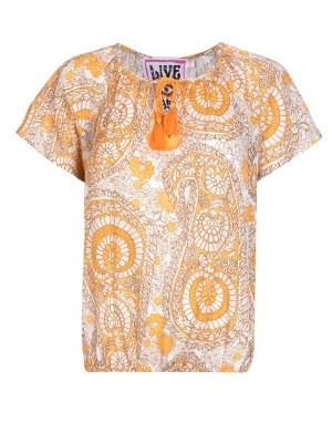 Zdjęcie produktu LIEBLINGSSTÜCK Bluzka "Rava" w kolorze beżowo-biało-pomarańczowym rozmiar: 42