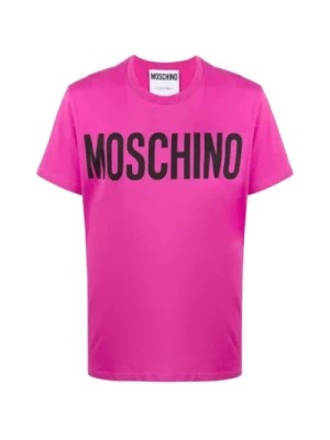 Zdjęcie produktu Liliowa Bawełniana Koszulka dla Mężczyzn Moschino