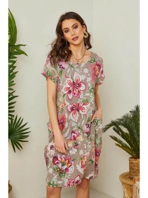 Zdjęcie produktu Lin Passion Lniana sukienka w kolorze beżowym ze wzorem rozmiar: 34/36