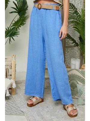 Zdjęcie produktu Lin Passion Lniane spodnie w kolorze niebieskim rozmiar: 38/40