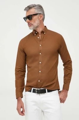 Zdjęcie produktu Lindbergh koszula męska kolor brązowy slim z kołnierzykiem button-down