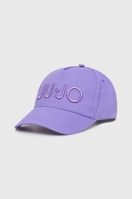 Zdjęcie produktu Liu Jo czapka z daszkiem bawełniana kolor fioletowy z aplikacją