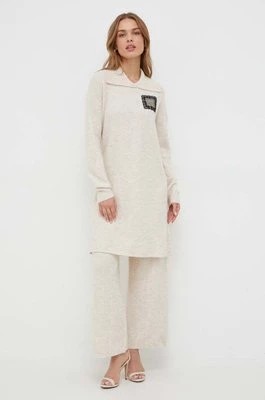 Zdjęcie produktu Liu Jo sukienka z domieszką wełny kolor beżowy mini oversize