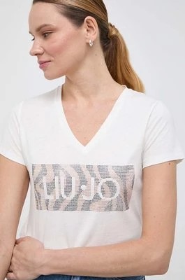 Zdjęcie produktu Liu Jo t-shirt bawełniany damski kolor beżowy