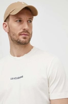 Zdjęcie produktu Liu Jo t-shirt bawełniany męski kolor beżowy z aplikacją