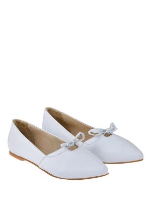 Zdjęcie produktu Lizza Shoes Skórzane baleriny w kolorze białym rozmiar: 42