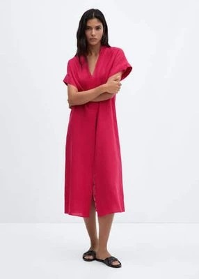 Zdjęcie produktu Lniana koszulowa sukienka Mango