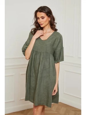 Zdjęcie produktu Joséfine Lniana sukienka "Dobby" w kolorze khaki rozmiar: XL