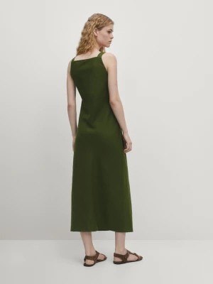 Zdjęcie produktu Lniana Sukienka Z Dekoltem Halter - Zielony - - Massimo Dutti - Kobieta
