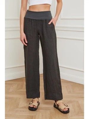 Zdjęcie produktu Fleur de Lin Lniane spodnie "Derwan" w kolorze antracytowym rozmiar: XXL