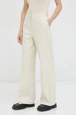 Zdjęcie produktu Lovechild spodnie damskie kolor beżowy szerokie high waist