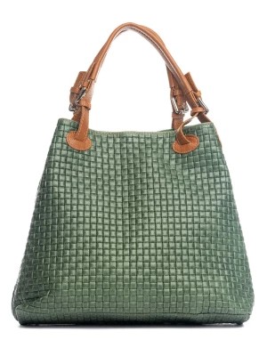 Zdjęcie produktu Lucca Baldi Skórzany shopper bag w kolorze zielonym - 37 x 45 x 15 cm rozmiar: onesize