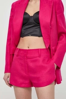 Zdjęcie produktu Luisa Spagnoli szorty lniane AUSILIO RUNWAY COLLECTION kolor różowy gładkie medium waist 541135