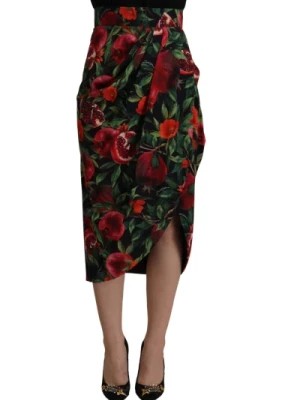 Zdjęcie produktu Luksusowa Czarna Czerwona Owocowa Spódnica Wickel Dolce & Gabbana