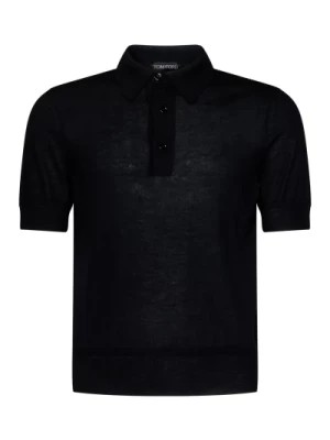 Zdjęcie produktu Luksusowa Czarna Koszulka Polo dla Mężczyzn Tom Ford