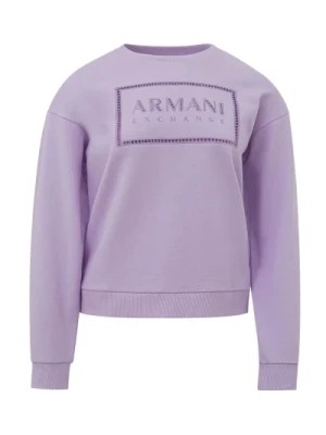 Zdjęcie produktu Luksusowy Fioletowy Sweter z Bawełny Armani Exchange