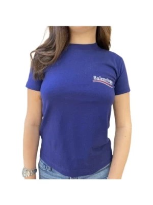 Zdjęcie produktu Luksusowy Fioletowy T-shirt z Okrągłym Kołnierzem Balenciaga