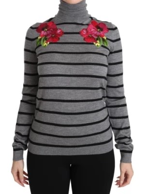 Zdjęcie produktu Luksusowy Kwiatowy Sweter z Kaszmiru i Jedwabiu Dolce & Gabbana