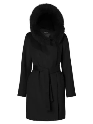 Zdjęcie produktu Luksusowy płaszcz wełniany z kapturem z futerkiem Hollies