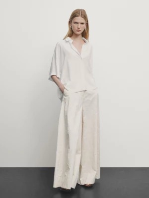 Zdjęcie produktu Luźna Koszula Z Krótkim Rękawem - Biały - - Massimo Dutti - Kobieta