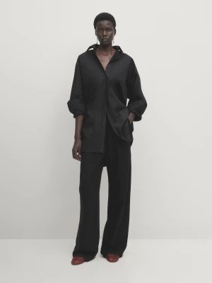 Zdjęcie produktu Luźne Spodnie Z Lyocellu Z Zakładkami - Czarny - - Massimo Dutti - Kobieta