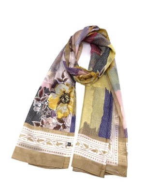 Zdjęcie produktu Made in Silk Jedwabna chusta w kolorze khaki ze wzorem - 110 x 190 cm rozmiar: onesize