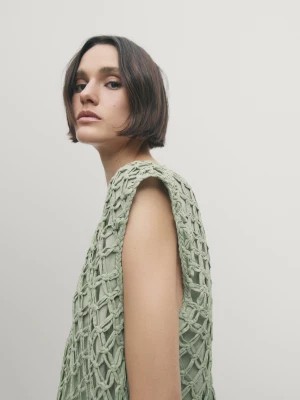 Zdjęcie produktu Makramowa Bluzka Bez Rękawów - Jasnozielony - - Massimo Dutti - Kobieta