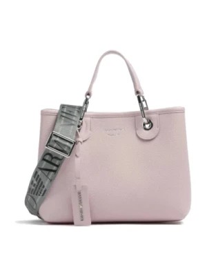Zdjęcie produktu Mała różowa torba na zakupy z regulowanym paskiem i odłączaną kieszenią wewnętrzną Emporio Armani