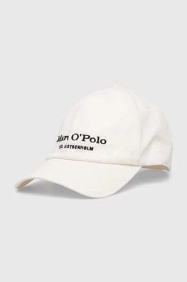 Zdjęcie produktu Marc O'Polo czapka z daszkiem bawełniana kolor biały z aplikacją 422806801076