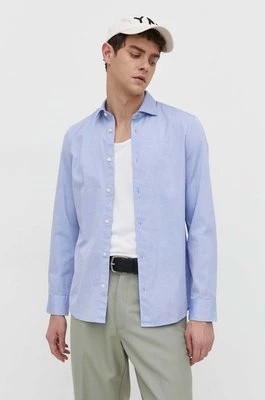 Zdjęcie produktu Marc O'Polo koszula bawełniana męska kolor niebieski regular z kołnierzykiem klasycznym B21750442256