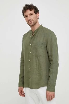 Zdjęcie produktu Marc O'Polo koszula lniana kolor zielony regular ze stójką 423742842320