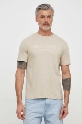 Zdjęcie produktu Marc O'Polo t-shirt bawełniany męski kolor beżowy z nadrukiem 423201251052