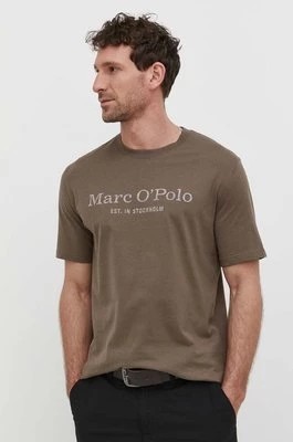 Zdjęcie produktu Marc O'Polo t-shirt bawełniany męski kolor brązowy z nadrukiem 423201251052