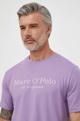 Zdjęcie produktu Marc O'Polo t-shirt bawełniany męski kolor fioletowy z nadrukiem 423201251052