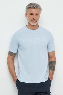 Zdjęcie produktu Marc O'Polo t-shirt bawełniany męski kolor niebieski z nadrukiem 423201251052