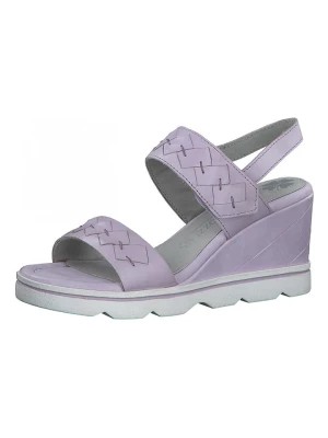 Zdjęcie produktu Marco Tozzi Skórzane sandały w kolorze fioletowym na koturnie rozmiar: 41