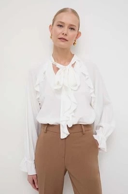 Zdjęcie produktu Marella bluzka z domieszką jedwabiu kolor biały gładka 2413111101200