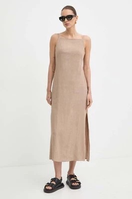 Zdjęcie produktu Marella sukienka lniana kolor beżowy midi prosta 2413221015200