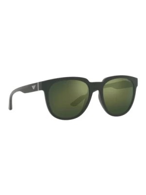 Zdjęcie produktu Matte Green Sunglasses with Dark Green Mirrored Lenses Emporio Armani