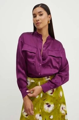Zdjęcie produktu MAX&Co. koszula jedwabna kolor fioletowy relaxed ze stójką 2416111052200