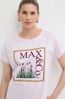 Zdjęcie produktu MAX&Co. t-shirt bawełniany x FATMA MOSTAFA damski kolor fioletowy 2416941018200