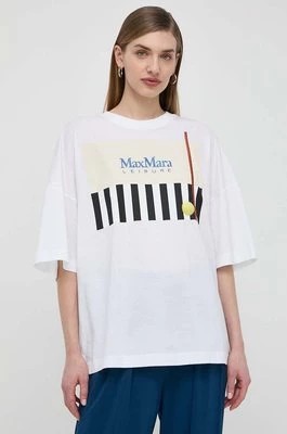 Zdjęcie produktu Max Mara Leisure t-shirt bawełniany damski kolor biały 2416971018600